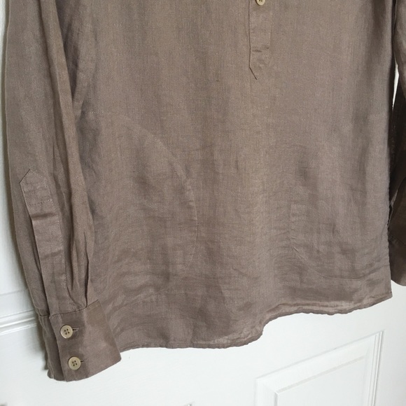 Theory Linen taupe blouse tunic sz Small - Picture 2 of 5